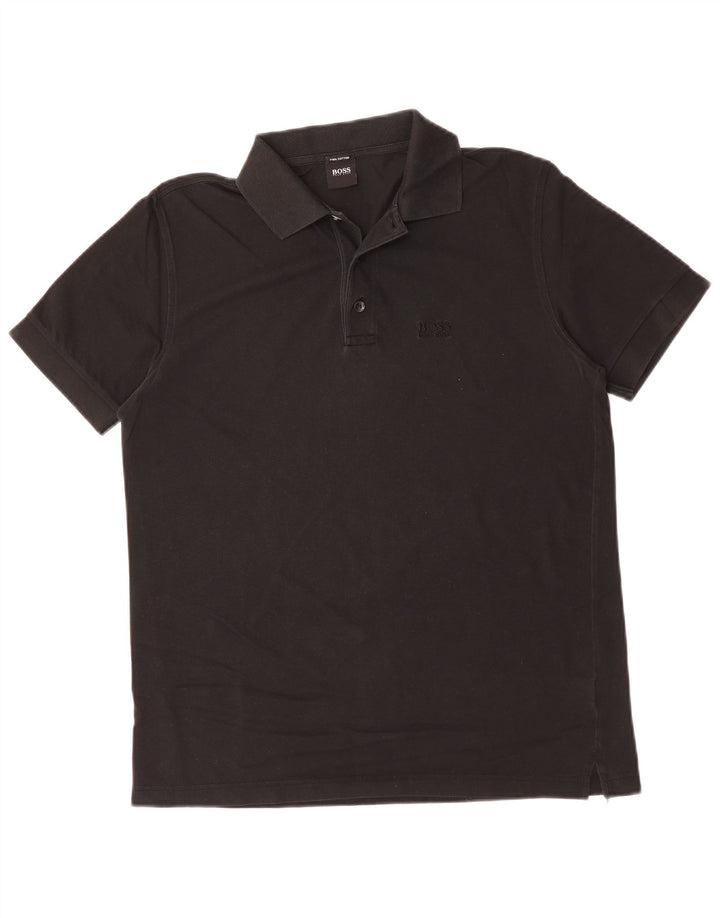 Hugo Boss Mens Polo Shirt Medium Black Cotton
