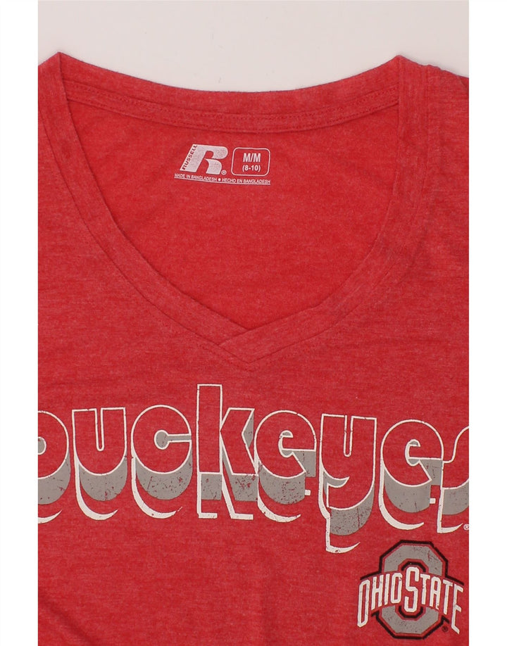 RUSSELL ATHLETIC Womens Graphic T-Shirt Top US 8/10 Medium Red Vintage Russell Athletic and Second-Hand Russell Athletic from Messina Hembry 