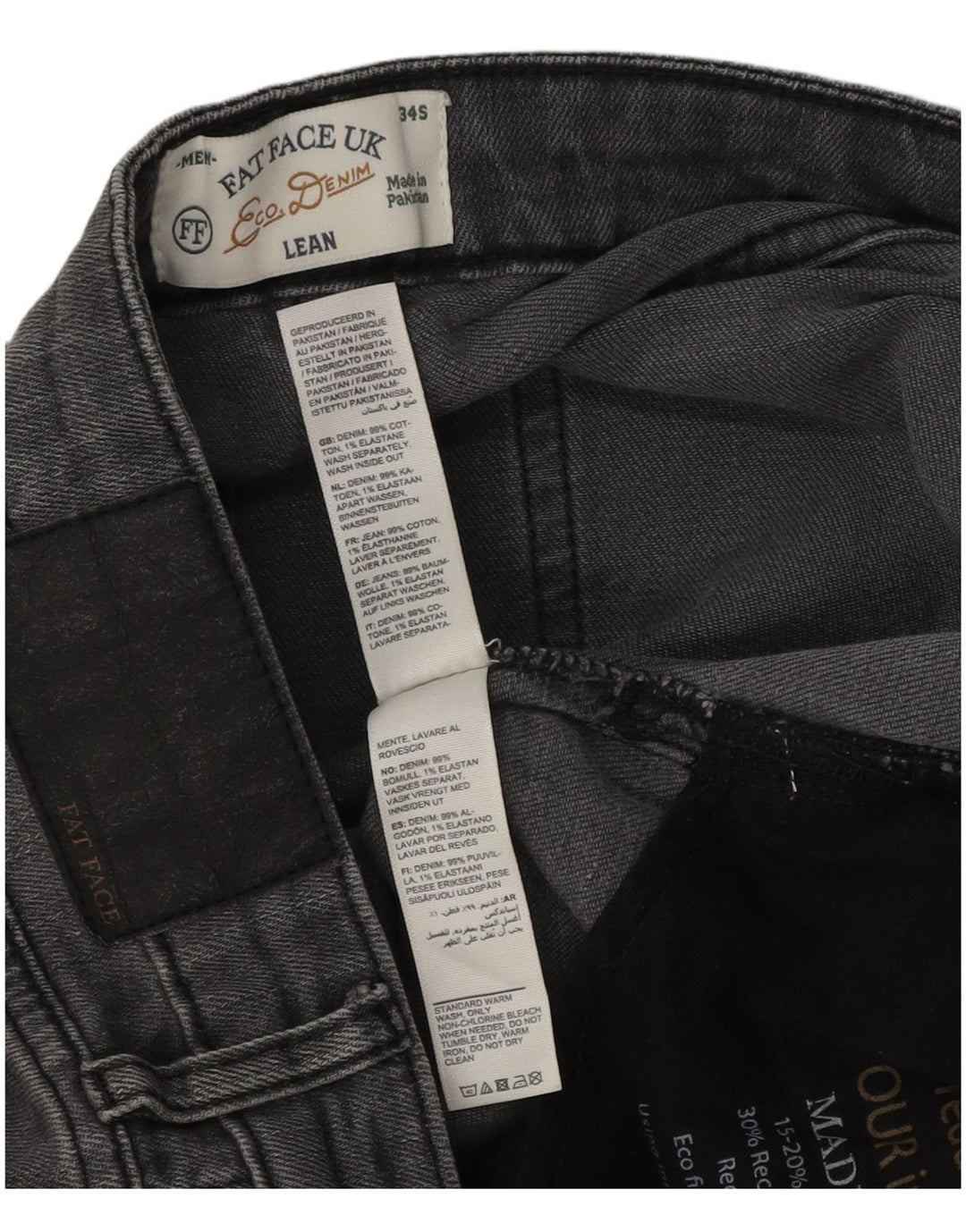 Fat Face Mens Slim Jeans W34 L30 Grey Cotton