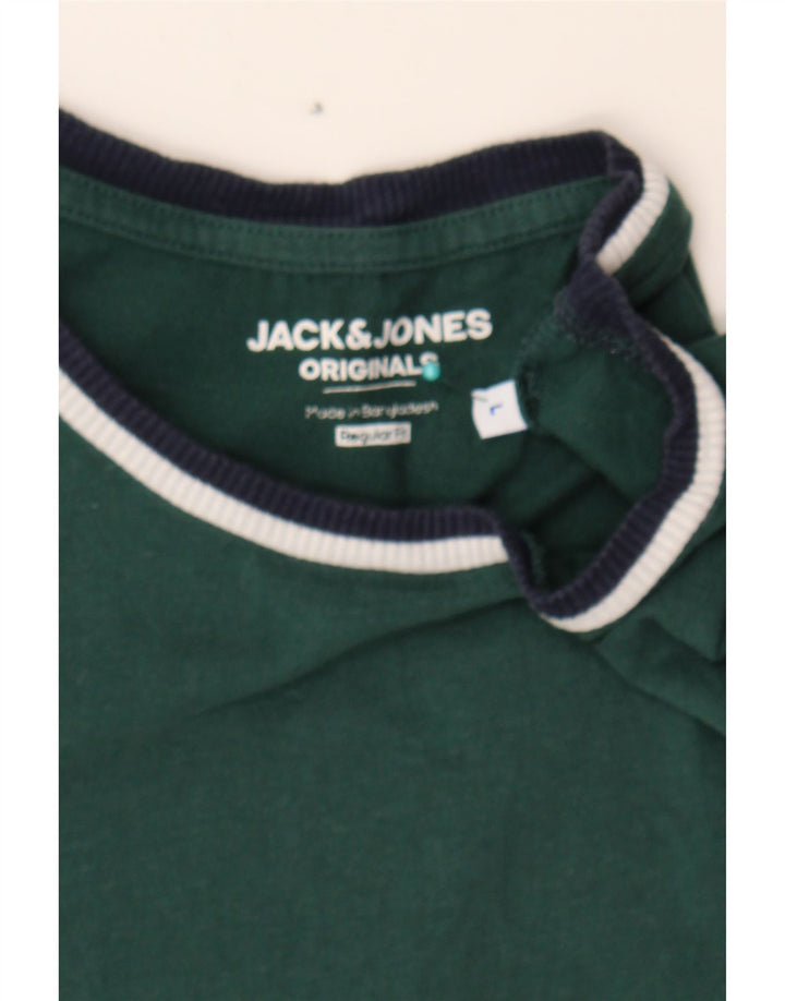 JACK & JONES Mens Regular Fit T-Shirt Top Medium Green Cotton Vintage Jack & Jones and Second-Hand Jack & Jones from Messina Hembry 