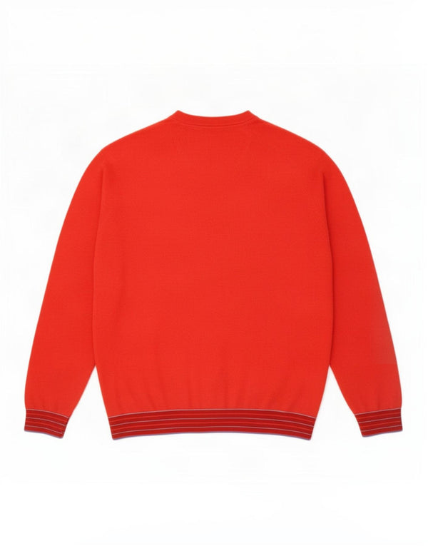 Ted Baker Mens V-Neck Jumper Sweater Size 5 XL Red Striped Cotton