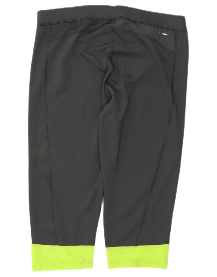 ADIDAS Womens Climalite Capri Leggings UK 20/22 XL  Grey Colourblock