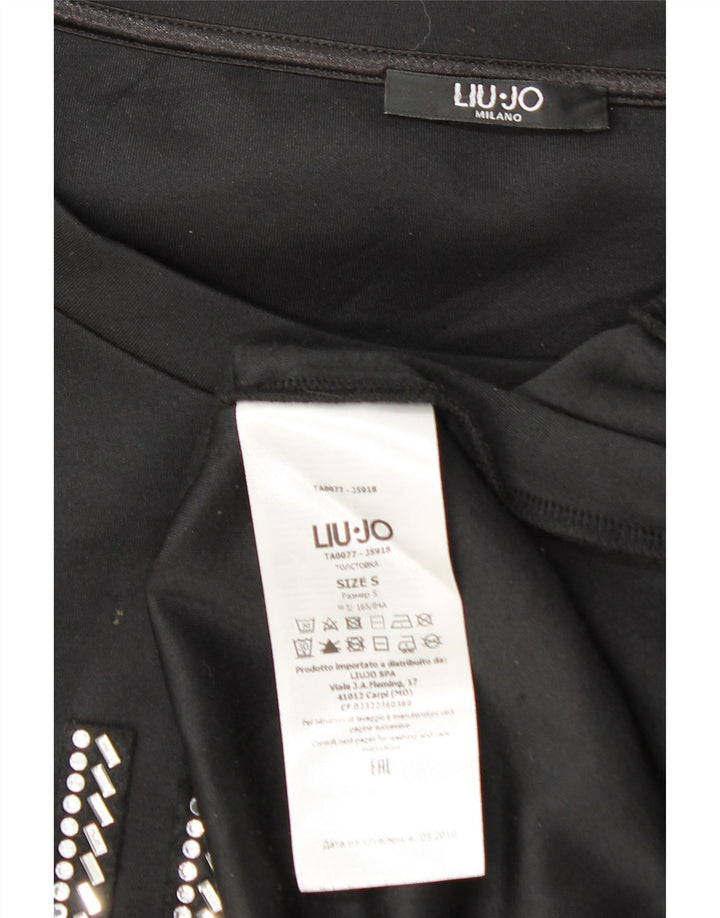 LIU JO Womens Oversized Graphic Sweatshirt Jumper UK 10 Small Black