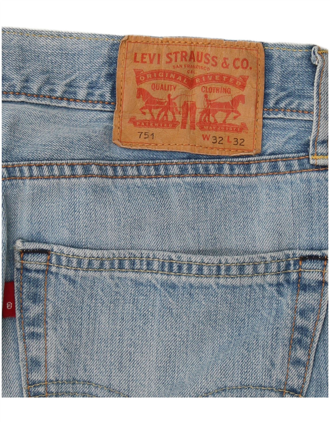 Levi's Mens 751 Straight Jeans W32 L32 Blue Cotton