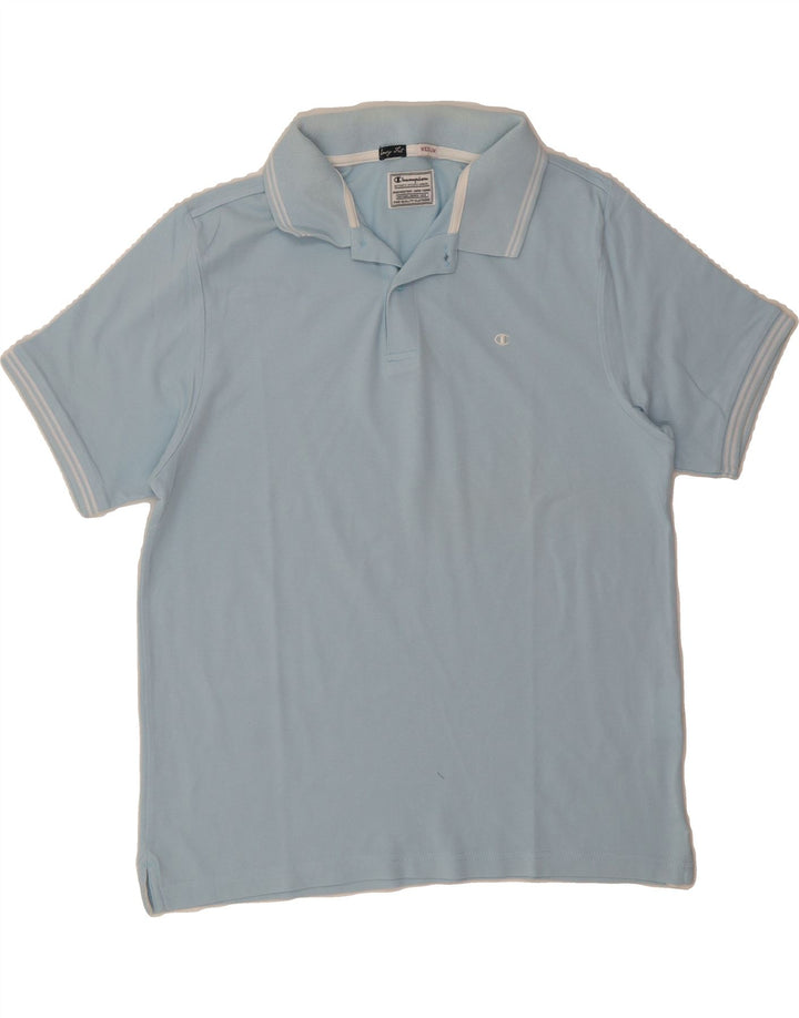 CHAMPION Mens Easy Fit Polo Shirt Medium Blue Cotton Vintage Champion and Second-Hand Champion from Messina Hembry 