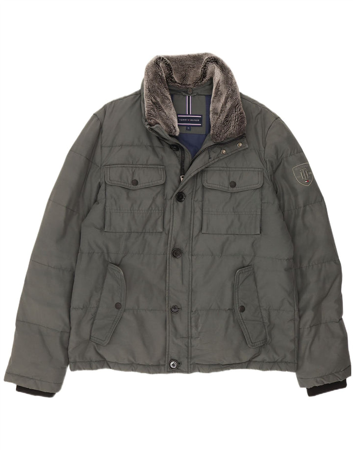 Tommy Hilfiger Mens Padded Jacket UK 42 XL Green Polyamide