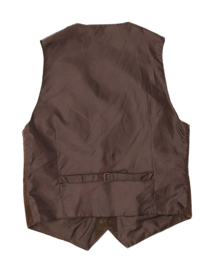 Vintage Mens Suede Waistcoat Large Brown Leather