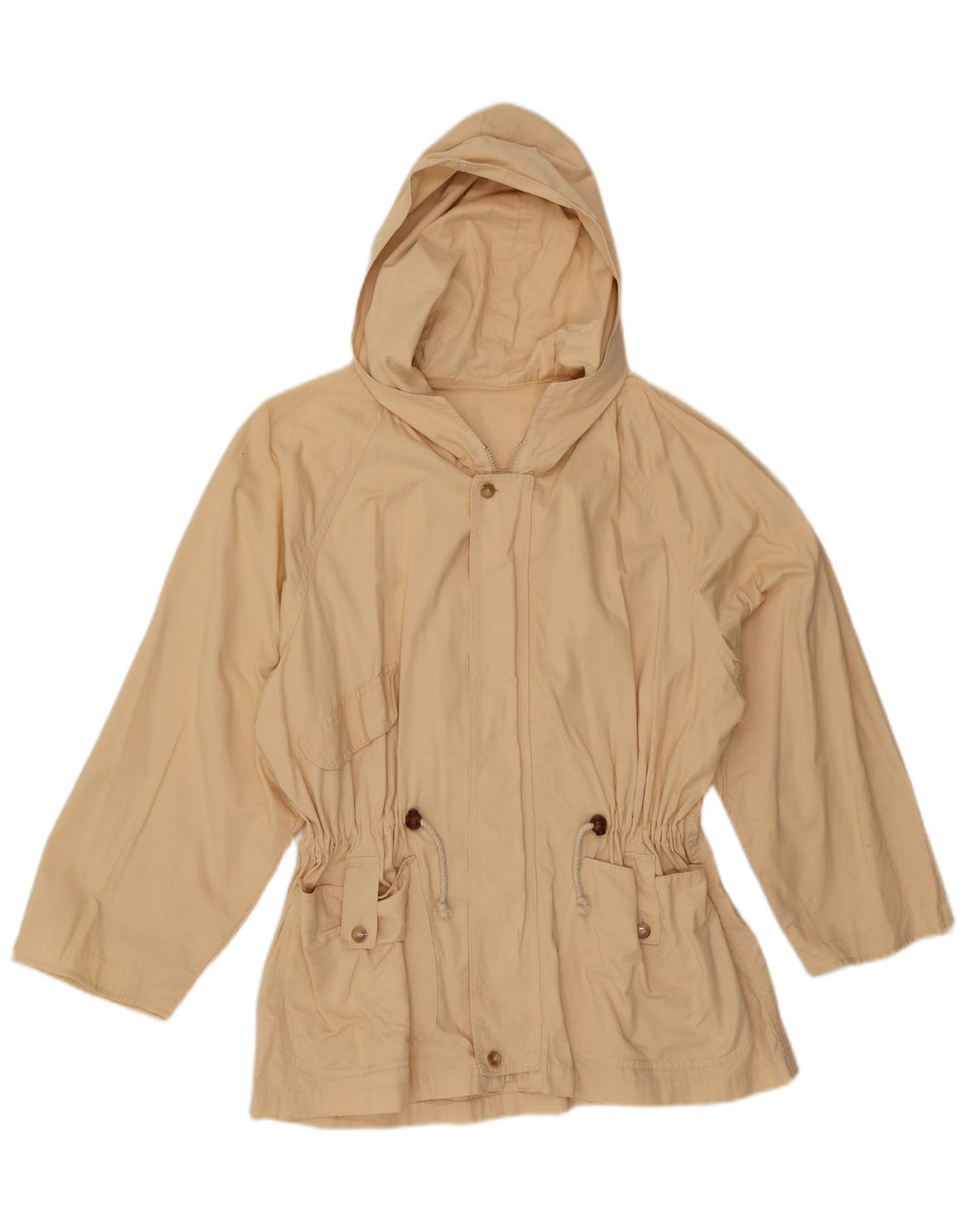Vintage Womens Hooded Utility Jacket UK 16 Large Beige