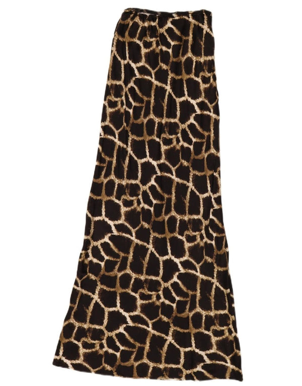 TOPSHOP Womens Maxi Skirt UK 6 XS W24  Brown Animal Print Viscose