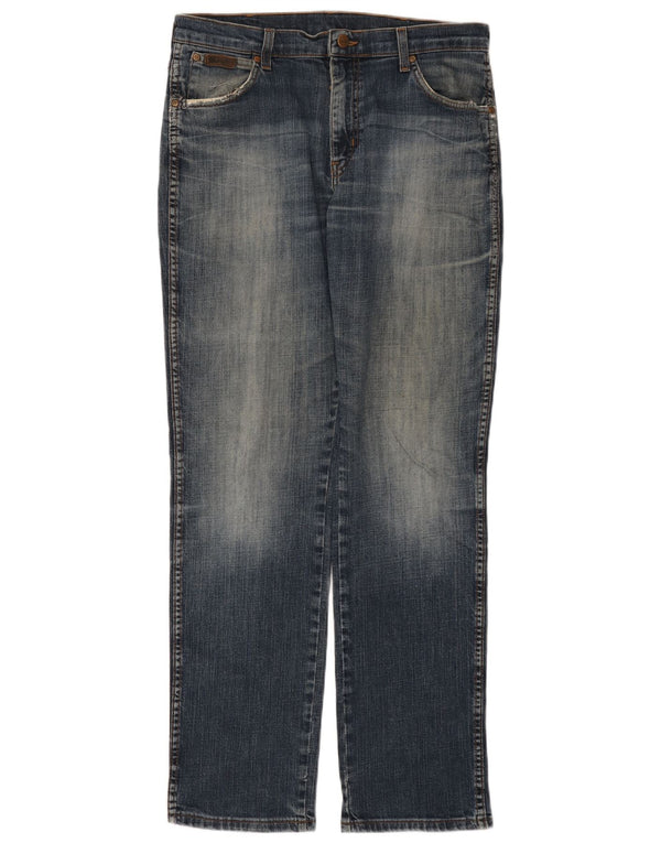 WRANGLER Mens Texas Stretch Straight Jeans W34 L32 Blue Cotton