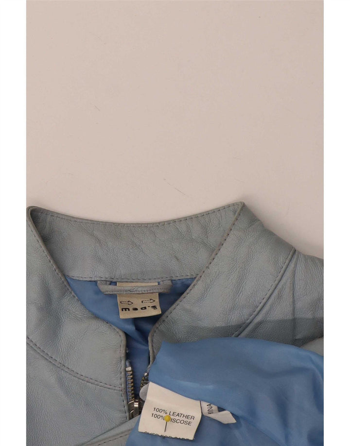 Vintage Womens Leather Jacket UK 14 Medium Blue Leather