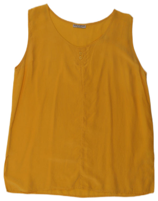 Alba Fornari Womens Sleeveless Blouse Top IT 51 XL Yellow Silk