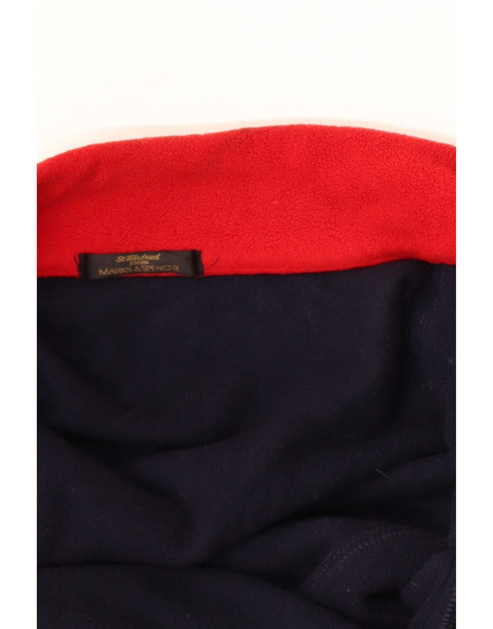 Marks & Spencer Mens Fleece Jacket UK 36 Small Navy Blue Colourblock