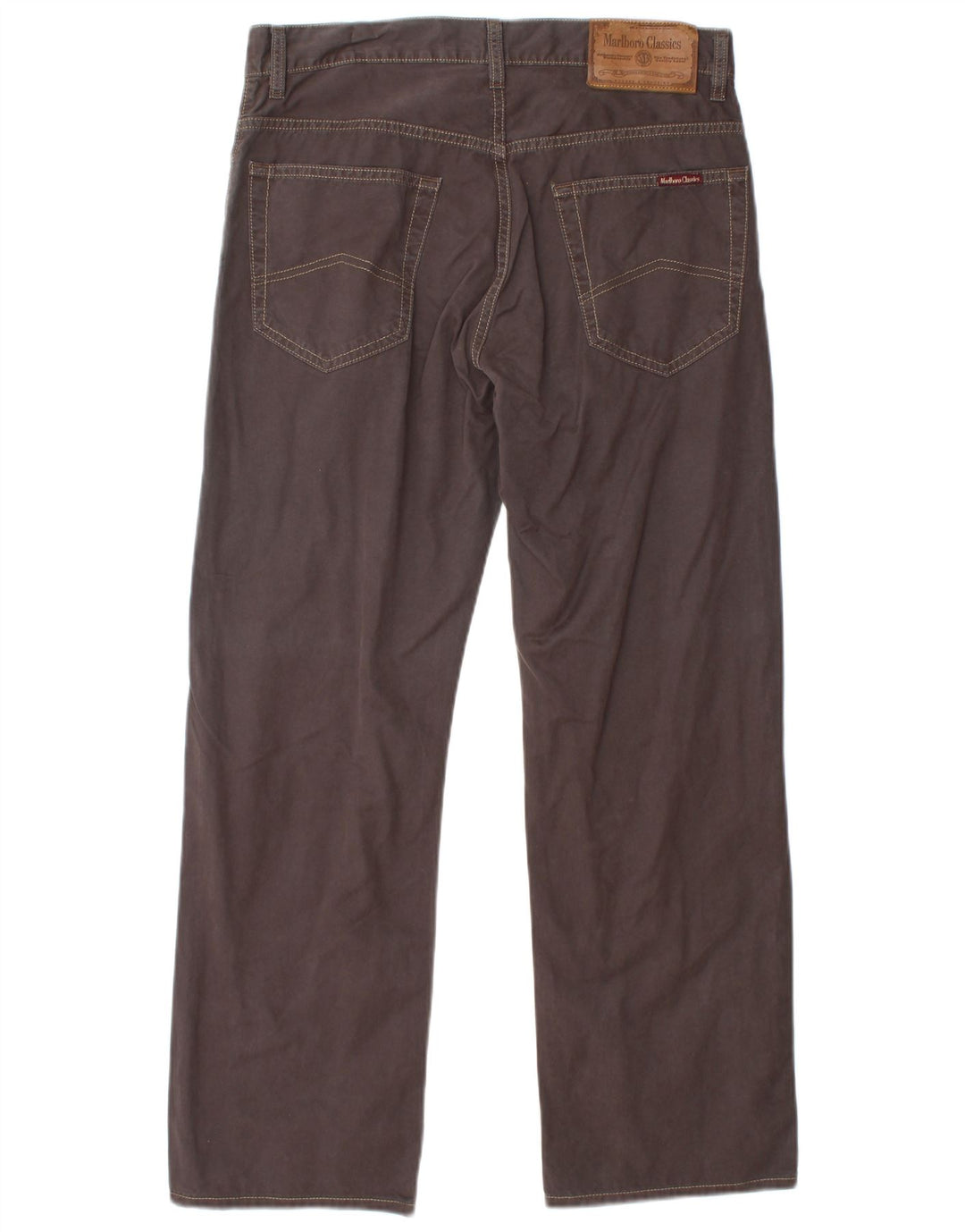 MARLBORO CLASSICS Mens Straight Casual Trousers W32 L28 Brown Cotton