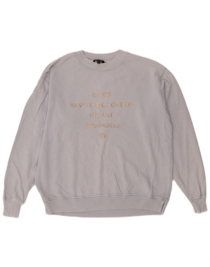 Massimo Dutti Womens Graphic Oversized Sweatshirt Jumper UK 14 Medium Blue