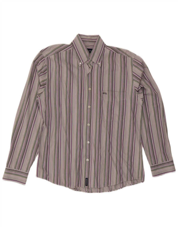 McGregor Mens Shirt Medium Grey Striped Cotton
