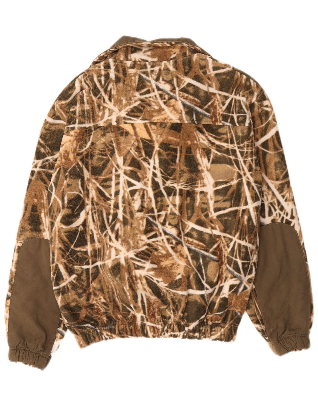 Vintage Mens Fleece Jacket UK 36 Small Khaki Camouflage Polyester