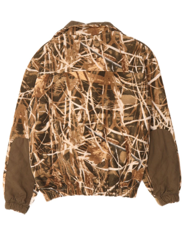 Vintage Mens Fleece Jacket UK 36 Small Khaki Camouflage Polyester