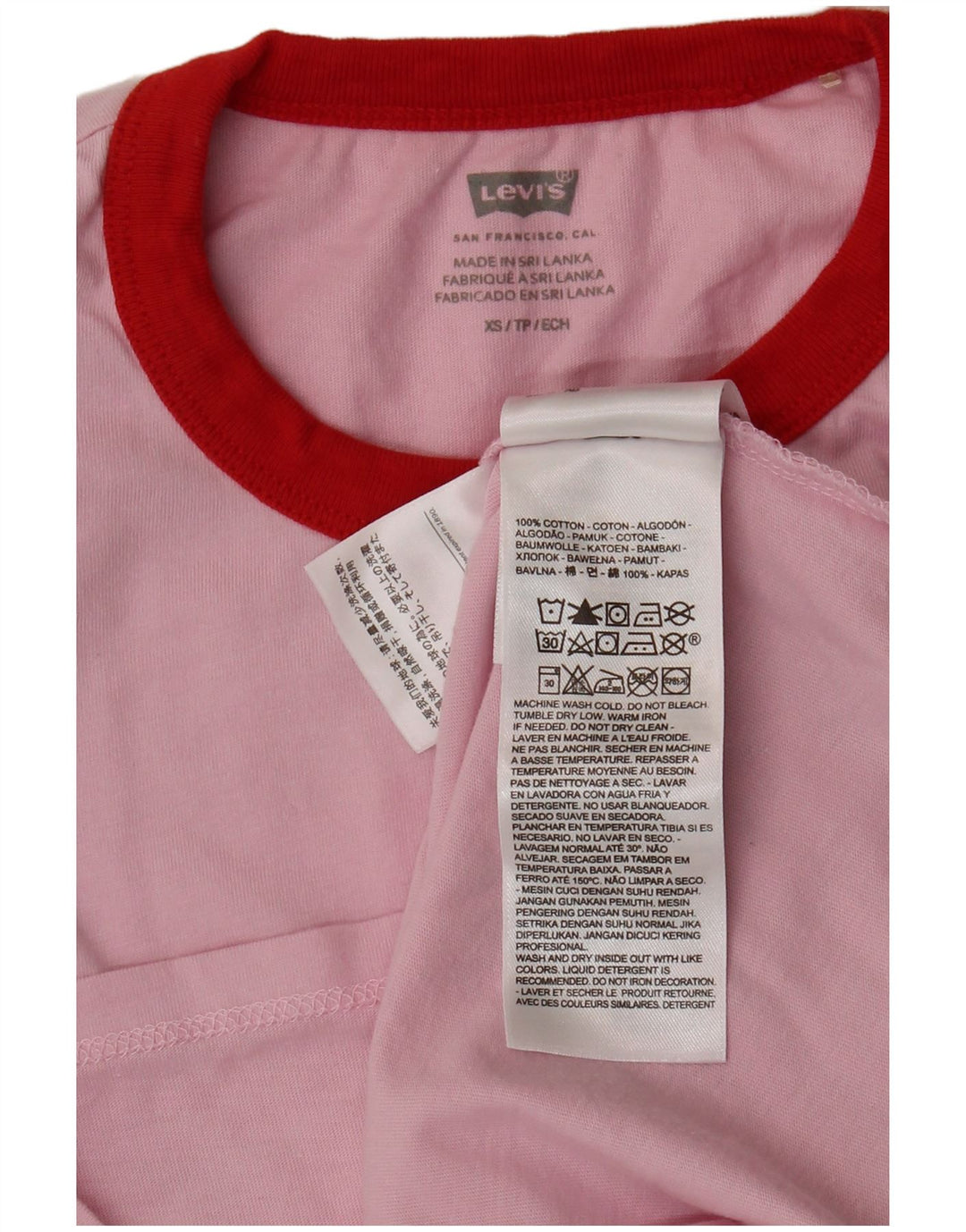 LEVI'S Womens Oversized Graphic T-Shirt Top UK 6 XS Pink Cotton