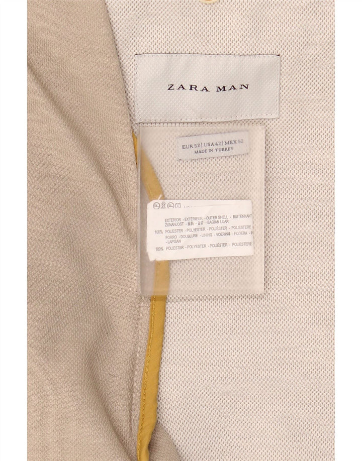 ZARA Mens 2 Button Blazer Jacket EU 52 Large Grey Polyester