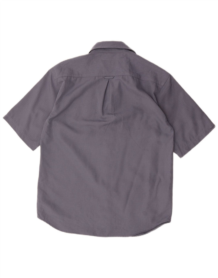 Columbia Mens Short Sleeve Shirt Small Blue Gingham Polyester