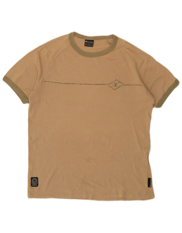 CHAMPION Mens T-Shirt Top Large Beige Cotton