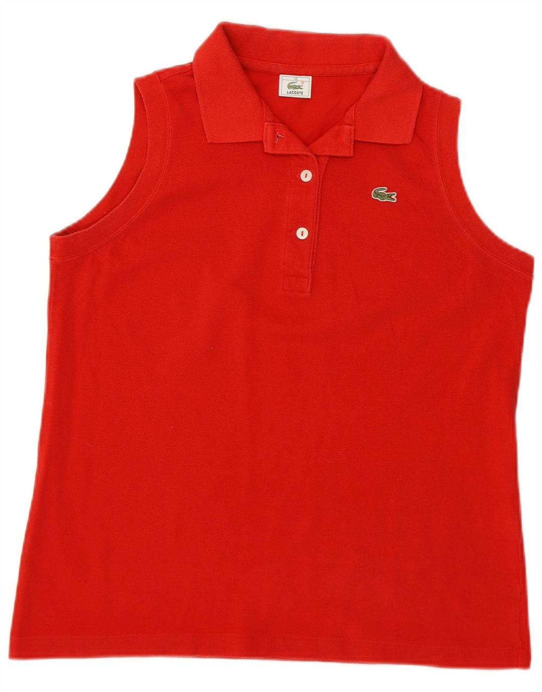 Lacoste Womens Sleeveless Polo Shirt Size 42 Large Red Cotton