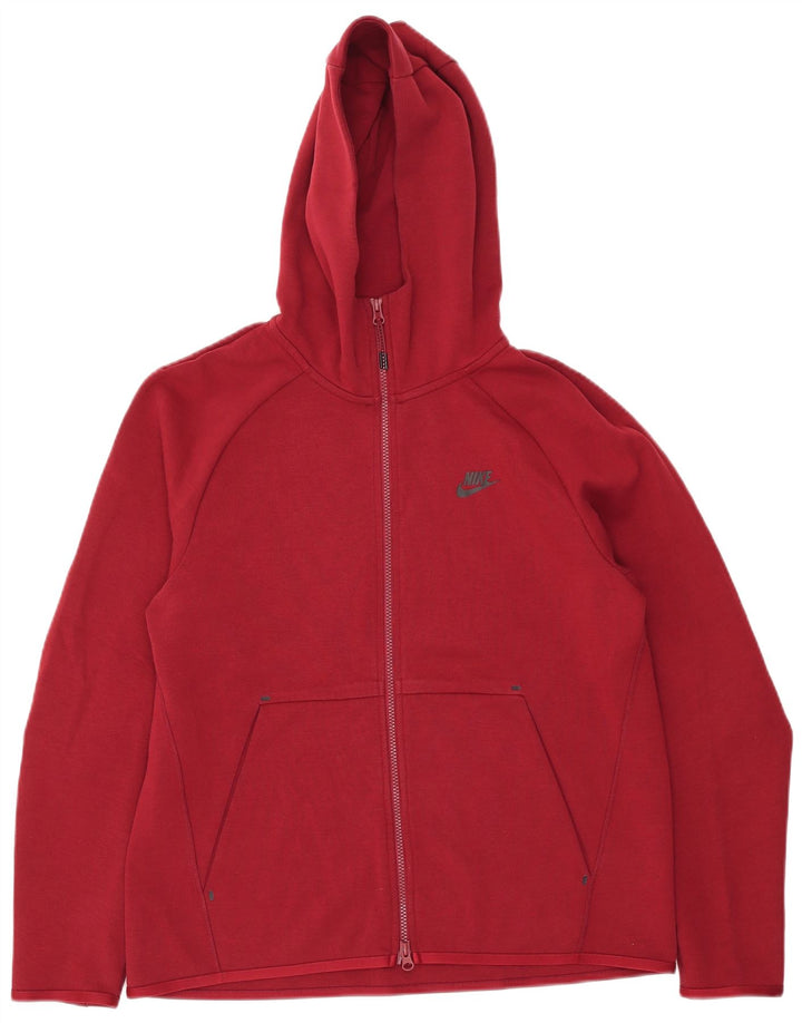 Nike Mens Zip Hoodie Sweater Medium Red Cotton