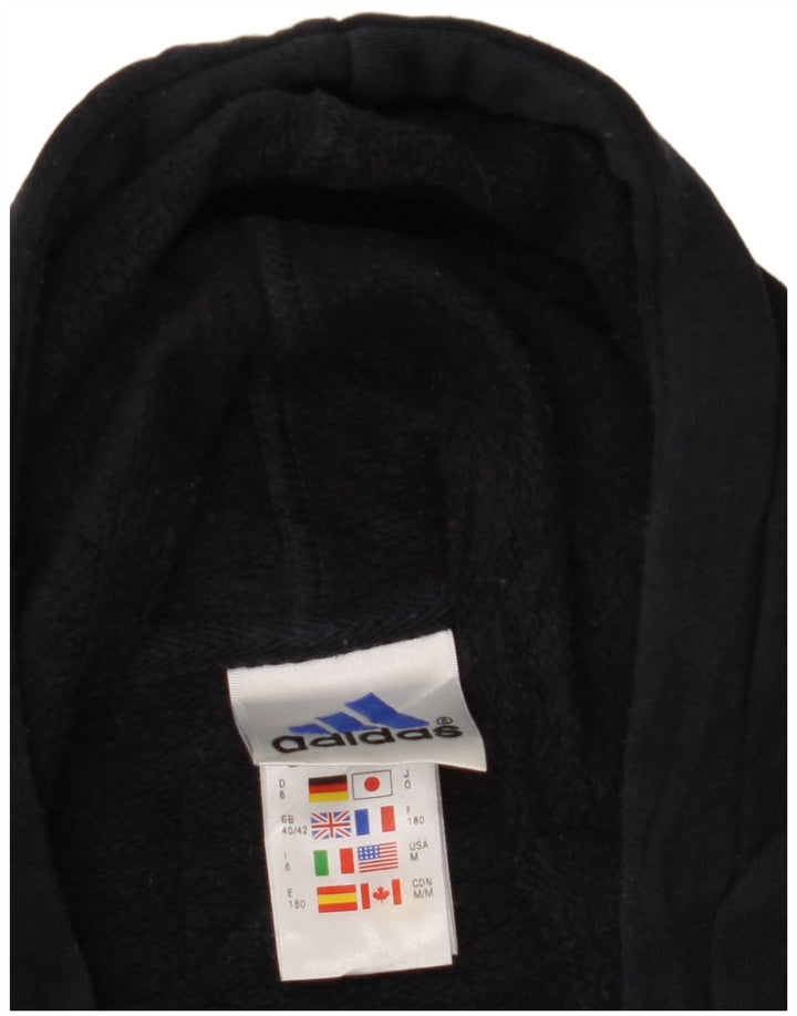 ADIDAS Mens Zip Neck Hoodie Jumper UK 40/42 Medium Navy Blue Cotton