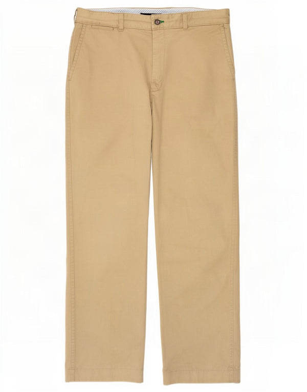 Tommy Hilfiger Mens Straight Chino Trousers W36 L32 Beige Cotton