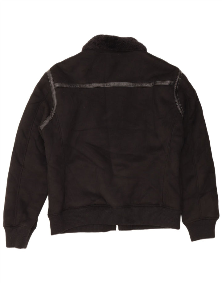Zara Mens Sherpa Jacket UK 40 Large Black Polyester