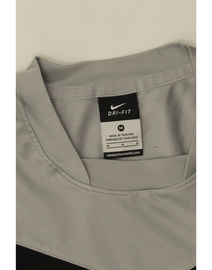 Nike Mens Dri Fit T-Shirt Top Medium Grey Colourblock Polyester