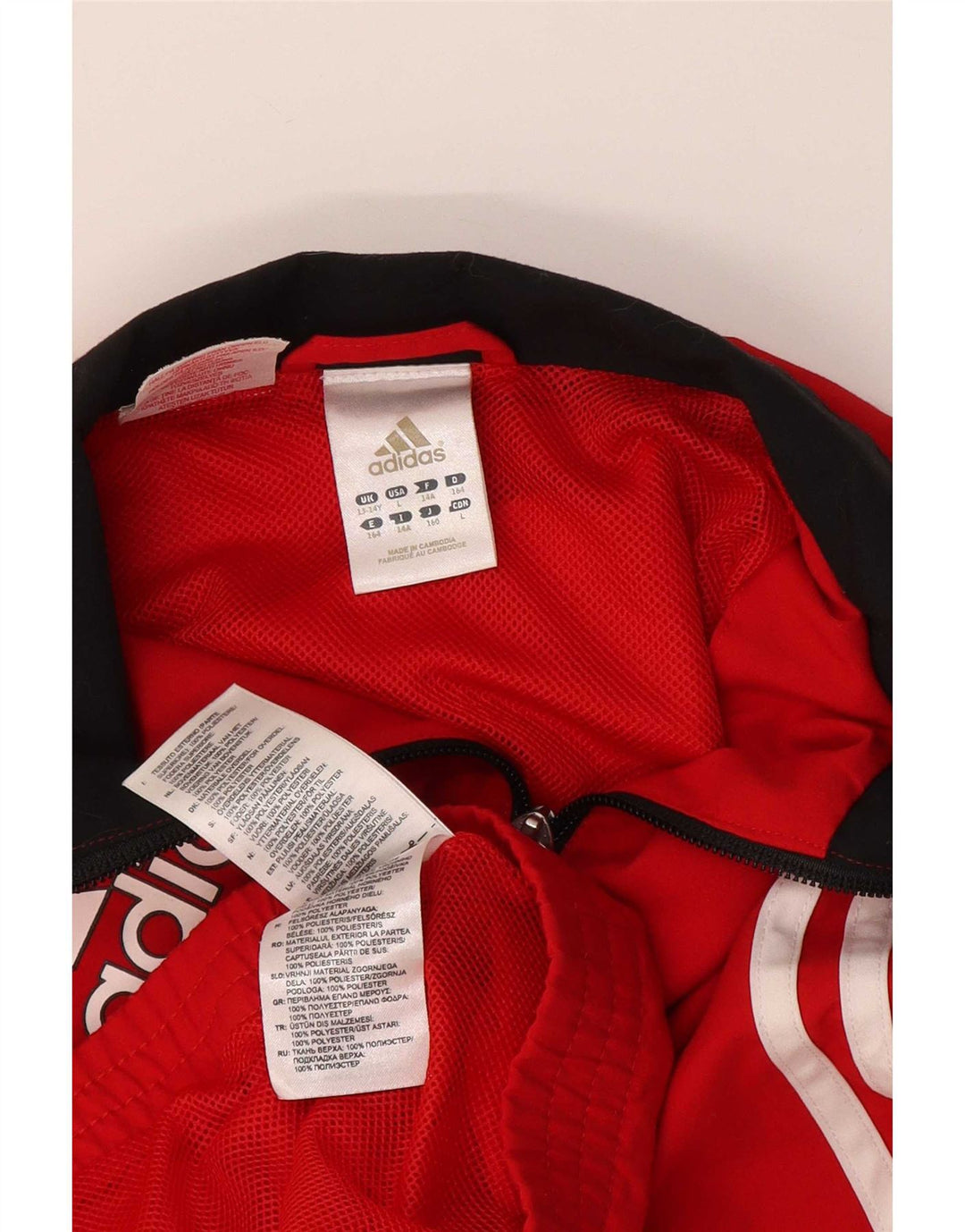 Adidas Boys Graphic Tracksuit Top Jacket 13-14 Years Red Polyester
