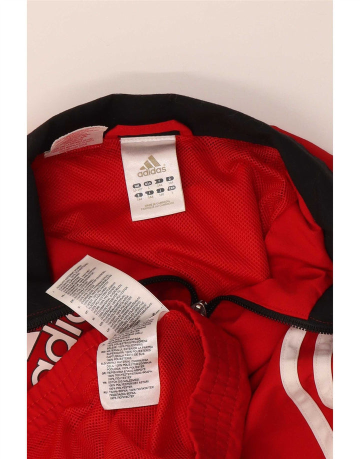 Adidas Boys Graphic Tracksuit Top Jacket 13-14 Years Red Polyester