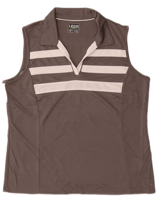 IZOD Womens Sleeveless Polo Shirt UK 18 XL Grey Colourblock Polyester