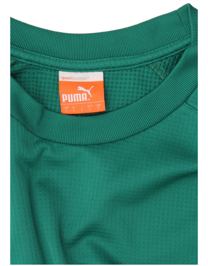 PUMA Mens Sweatshirt Jumper Large Green Colourblock Polyester