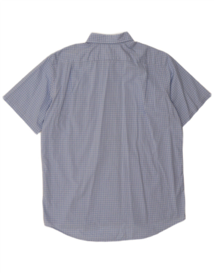 Lacoste Mens Short Sleeve Shirt Size 43 XL Blue Check