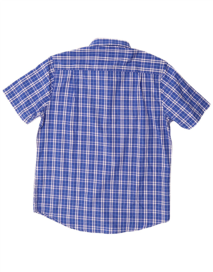 James Pringle Mens Short Sleeve Shirt Medium Blue Check Polyester
