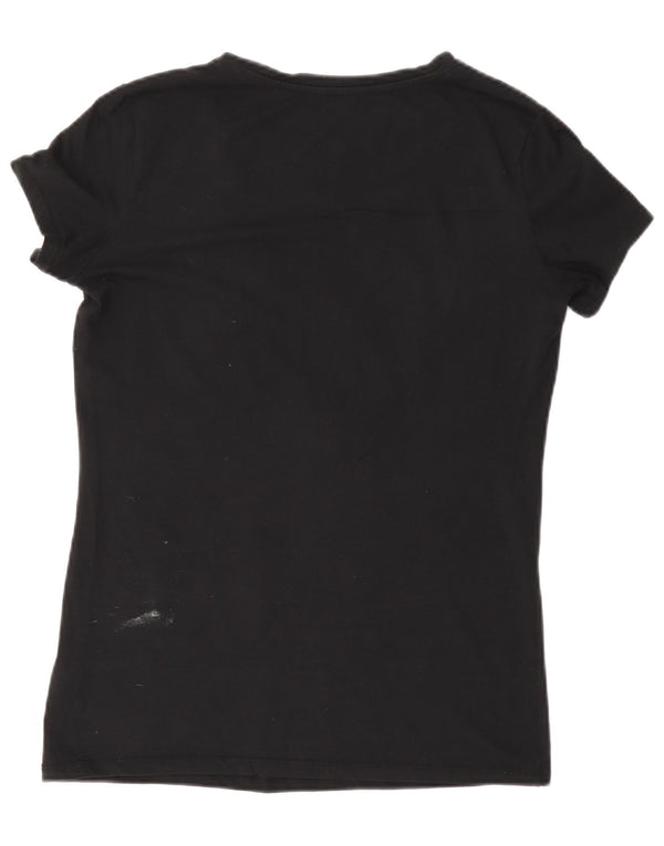 Guess Womens Graphic T-Shirt Top UK 16 Large Black Cotton