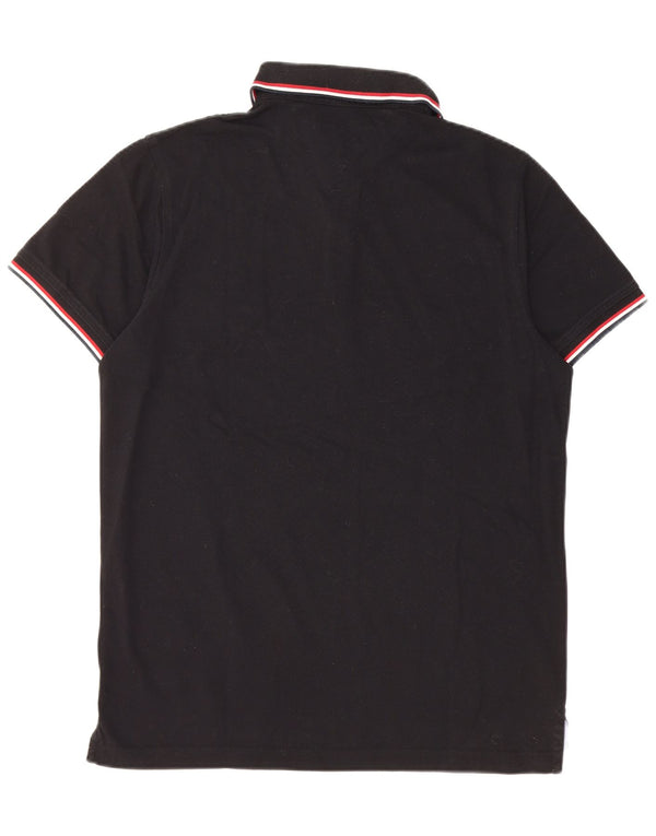 TOMMY HILFIGER Mens Slim Fit Polo Shirt Large Black Cotton