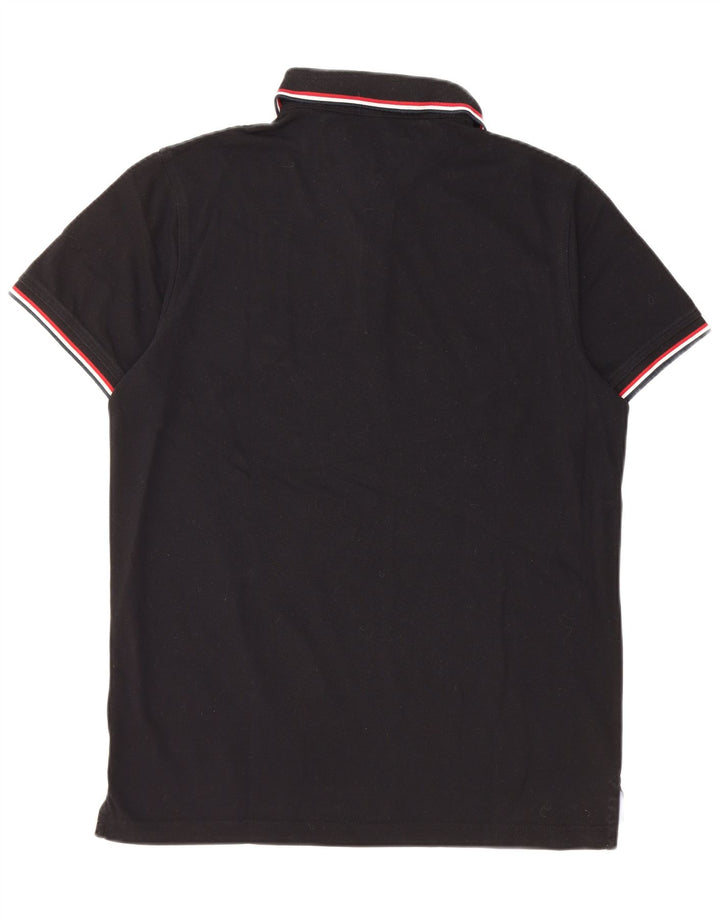 TOMMY HILFIGER Mens Slim Fit Polo Shirt Large Black Cotton