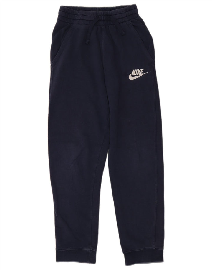 NIKE Boys Tracksuit Trousers Joggers 12-13 Years Large Navy Blue Cotton