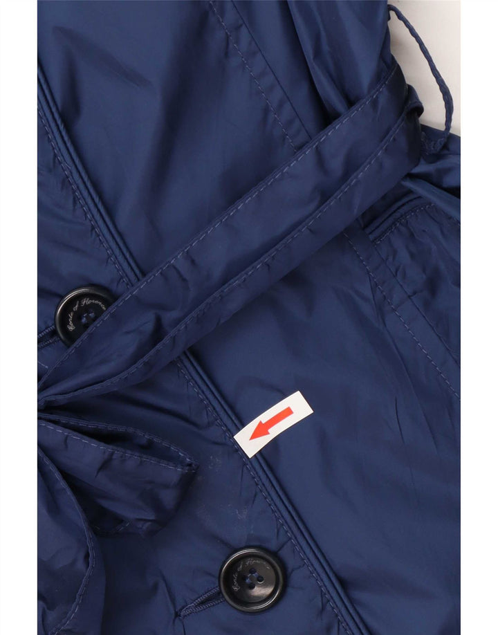 Conte of Florence Womens Trench Coat IT 42 Medium Navy Blue Polyamide