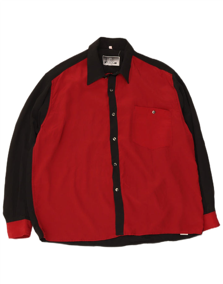 Vintage Mens Oversized Shirt Small Black Colourblock Polyester