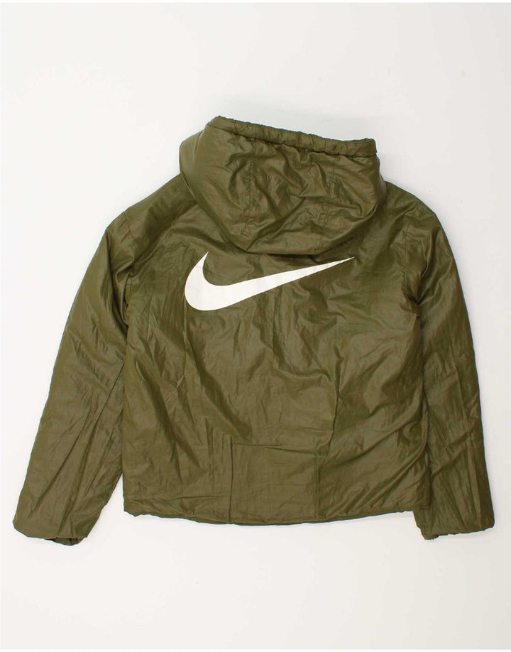 Nike Womens Padded Reversible Jacket UK 12  Medium Green Polyester