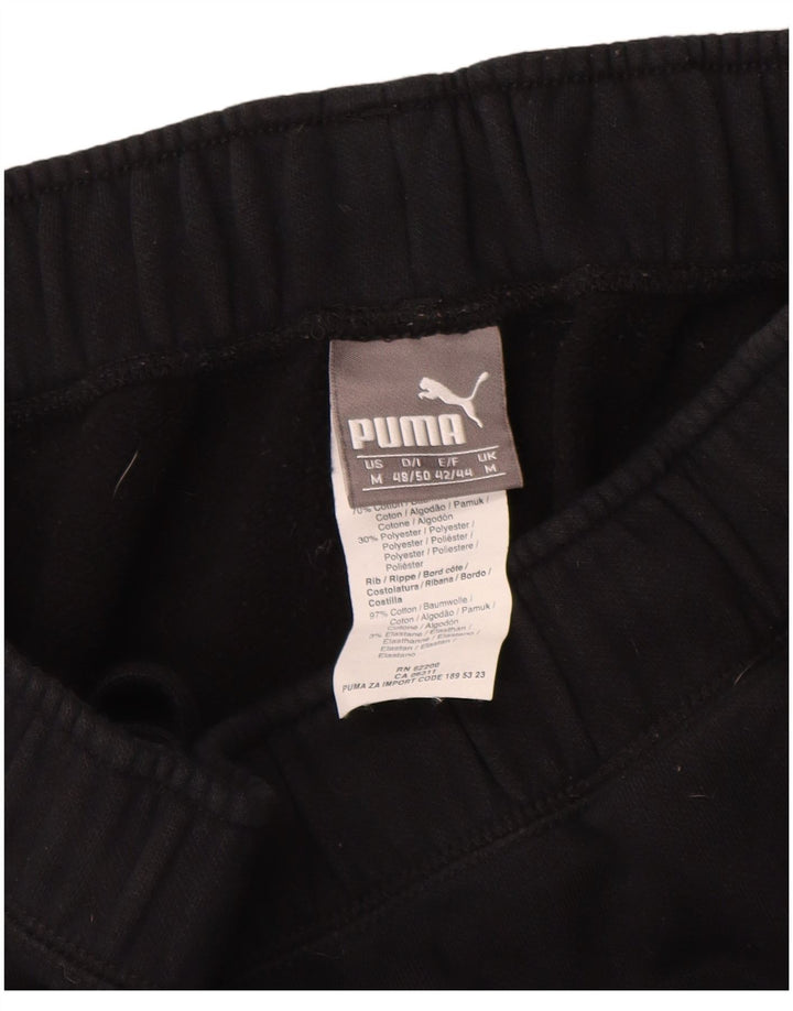 PUMA Mens Graphic Tracksuit Trousers Joggers Medium  Black Cotton