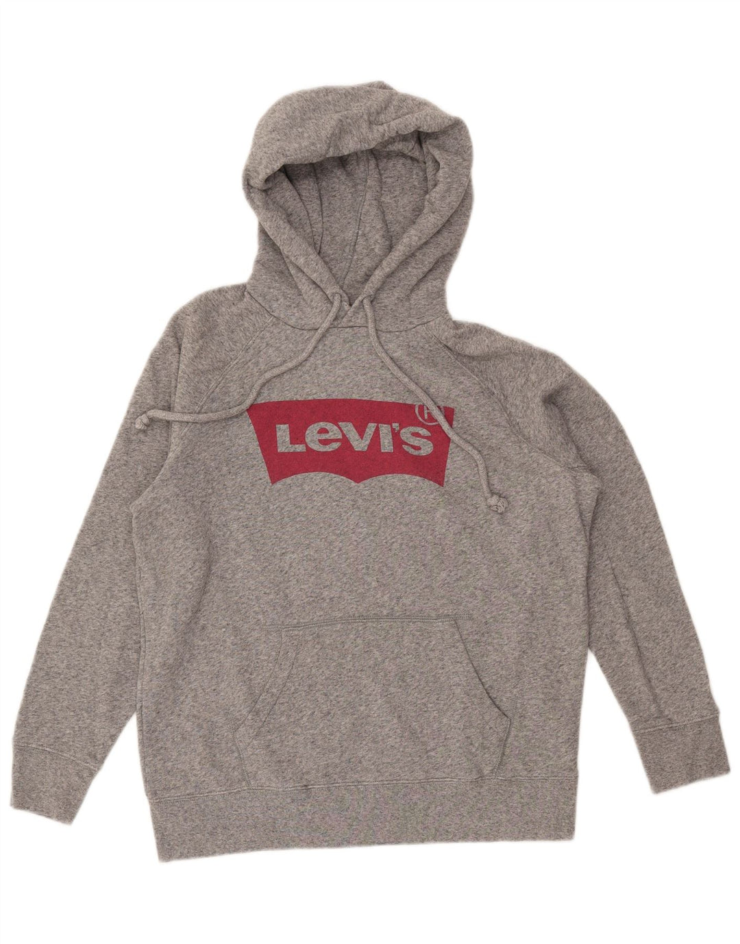 LEVI'S Womens Oversized Graphic Hoodie Jumper UK 10 Small Grey Flecked