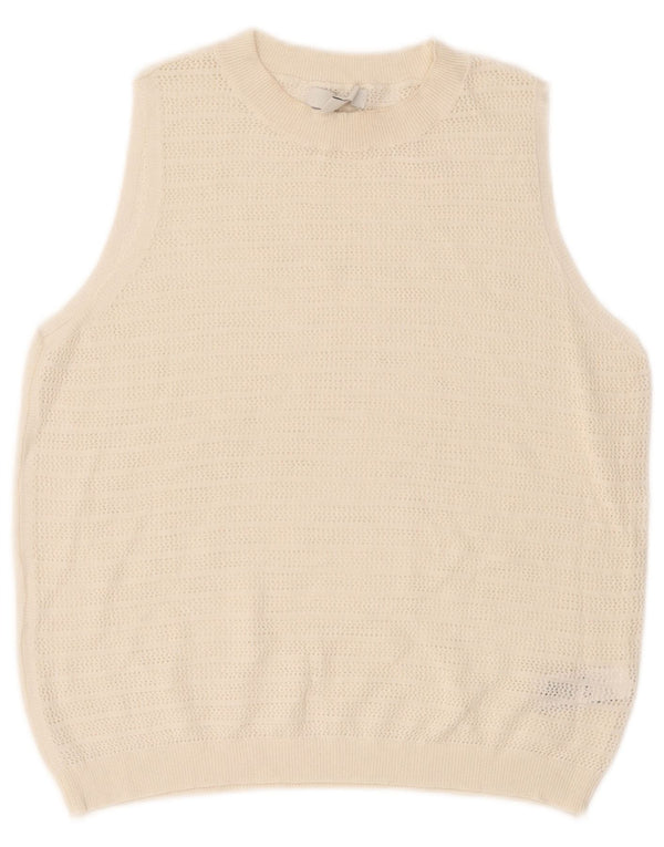 Marks & Spencer Womens Vest Tank Top UK 12 Medium Off White Polyester
