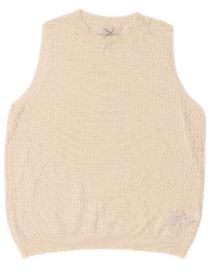 Marks & Spencer Womens Vest Tank Top UK 12 Medium Off White Polyester