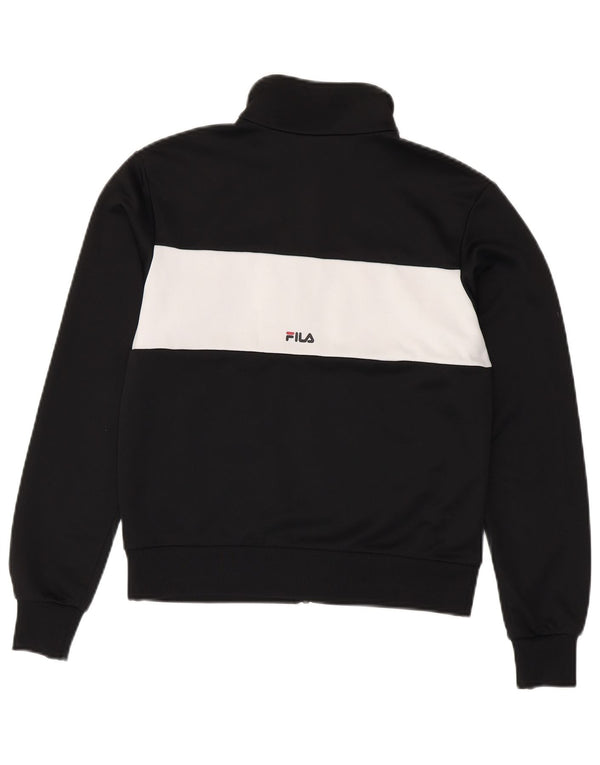 Fila Womens Graphic Tracksuit Top Jacket UK 6 XS Black Colourblock